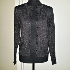 Black/Silver Metallic Cardigan Sweater - XS